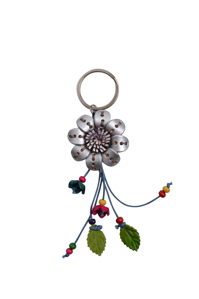 Leather Flower Keyring - Keshet Design