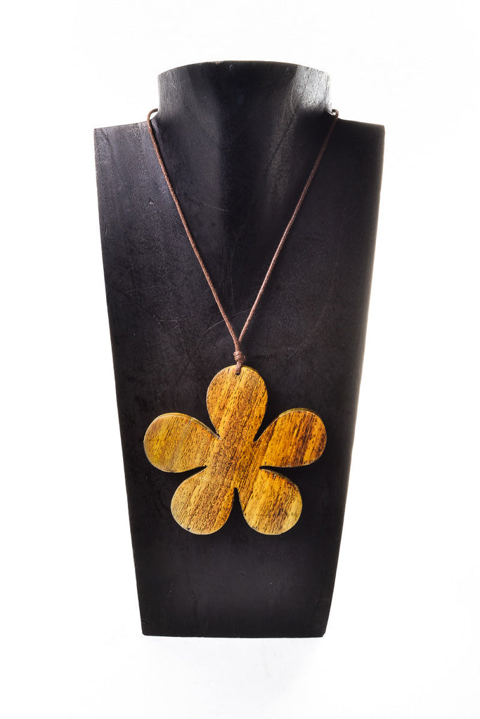 Wooden Large Flower Necklace - Keshet Design