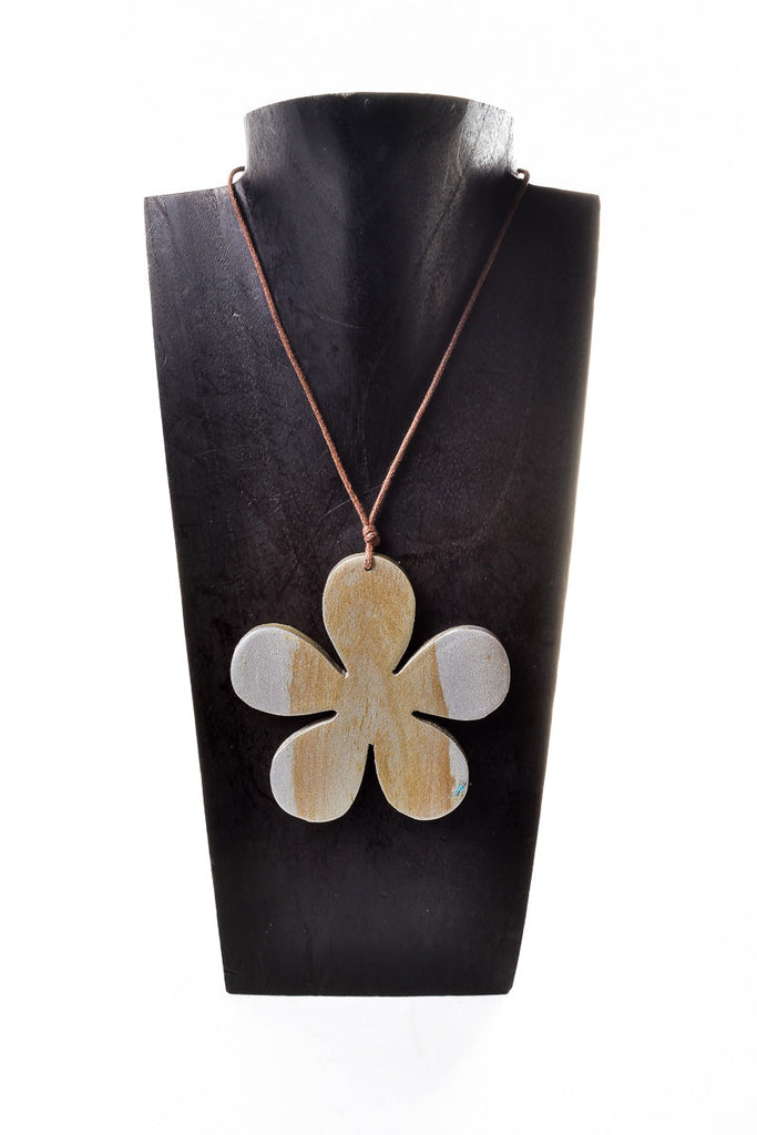 Wooden Large Flower Necklace - Keshet Design