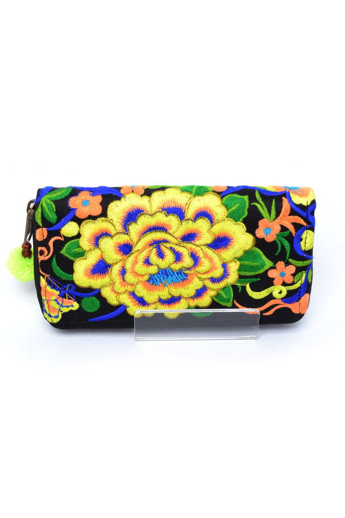 Embroidered Rose Wallet - Keshet Unique Colourful Women's Clothing Tasmania Australia