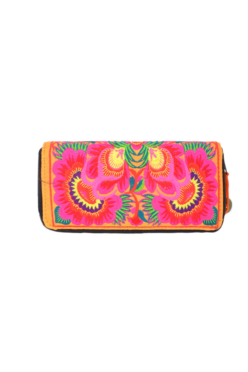 Embroidered Orchid Wallet - Keshet Design