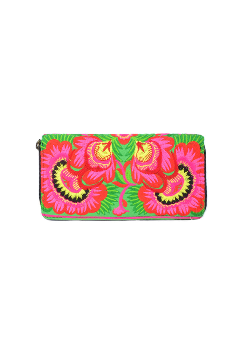 Embroidered Orchid Wallet - Keshet Design