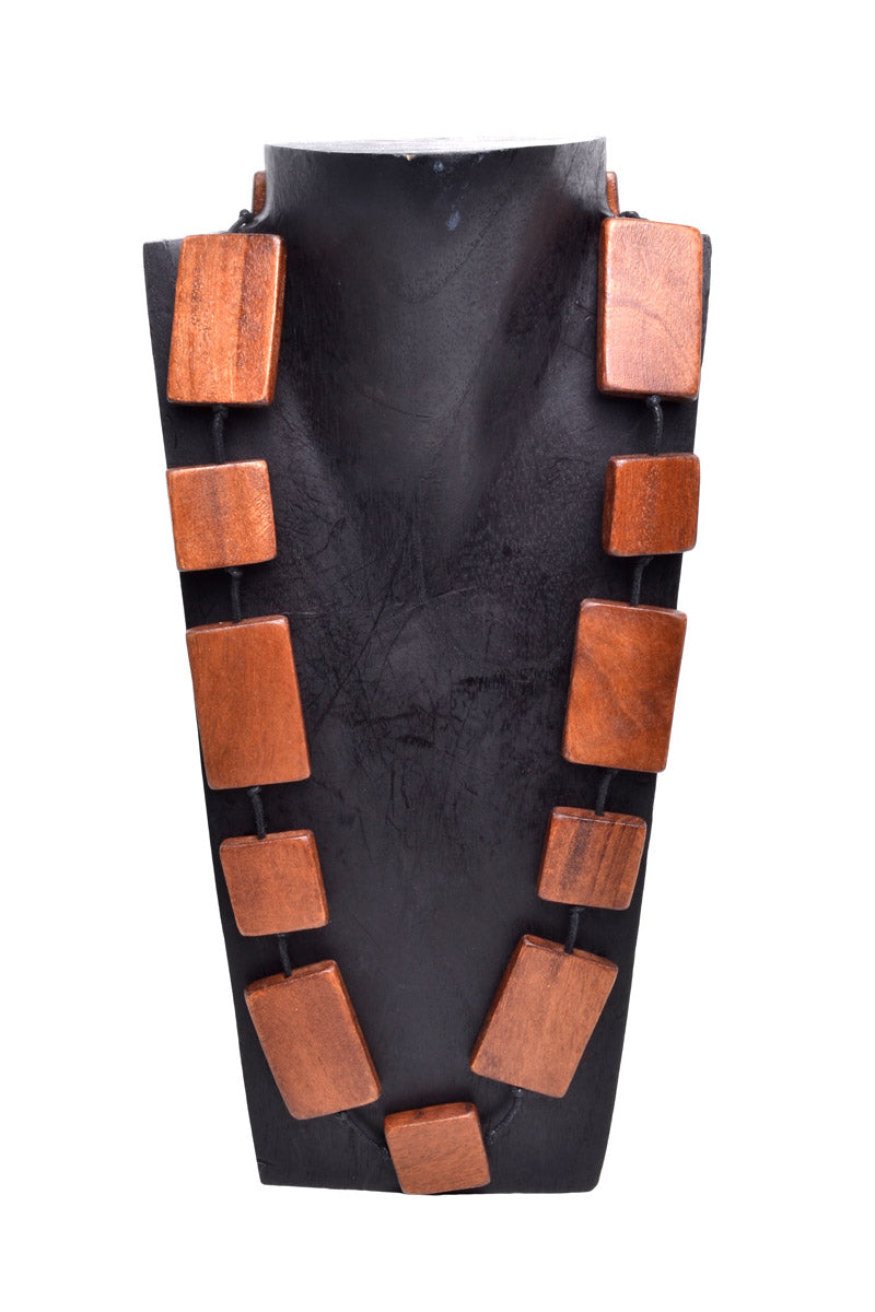 Wooden Rectangle Necklace - Keshet Design