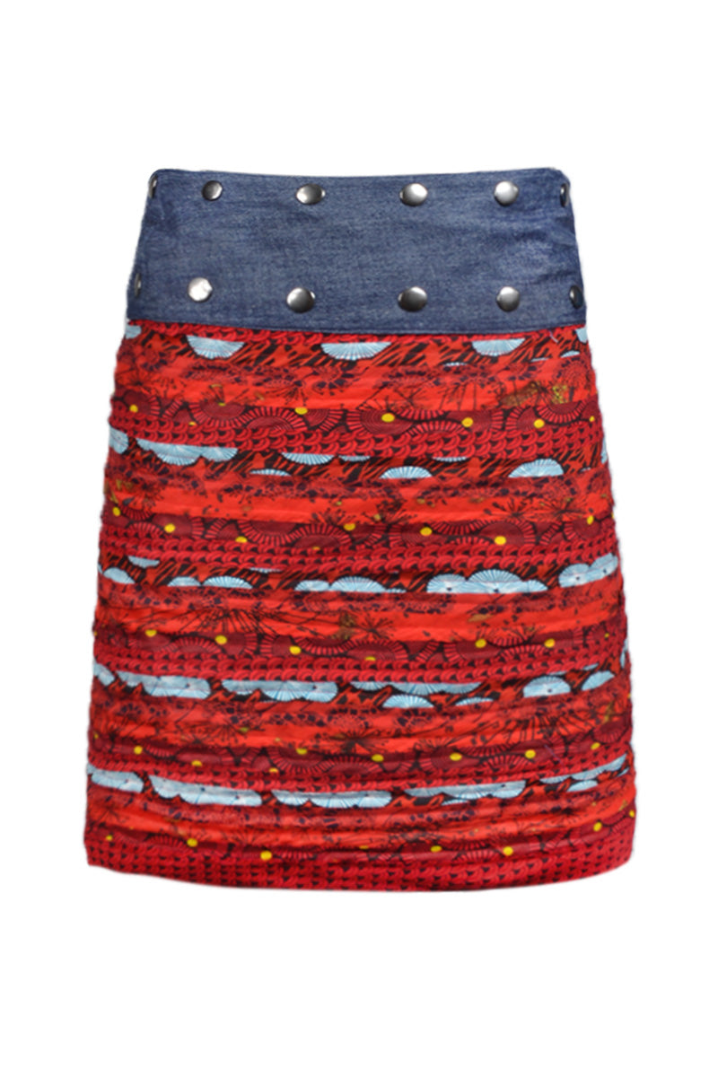 Denim Button Layer Skirt - Keshet Design